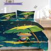 Frog Pattern Bedding Quilt Set Quilt Cover Pillowcase Home Decoration Birthday Gift (1 * Duvet Cover + 2 * Pillowcase, Without Core)