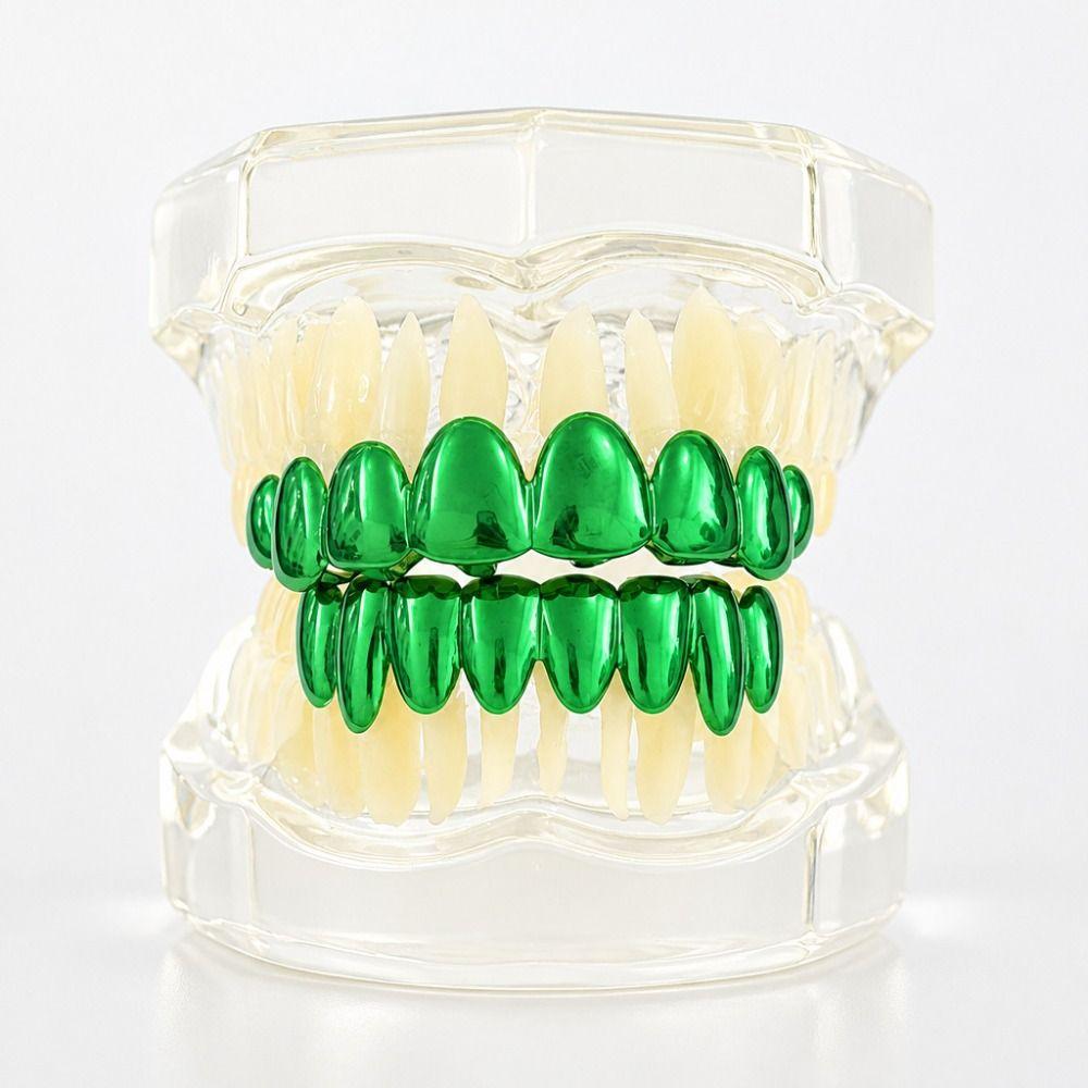 2 piezas/juego Ecológico Dientes de Cobre Grillz Caps Antideslizante Dientes Joyería Eventos