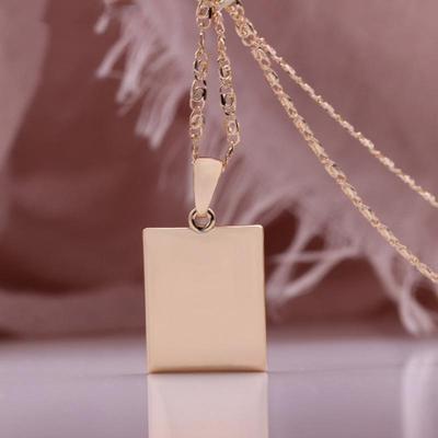 Fashion Long Necklaces Square Pendants with Glossy Rose Gold Color Wedding Classic Simple Unique Retro Couples Pendants Necklaces