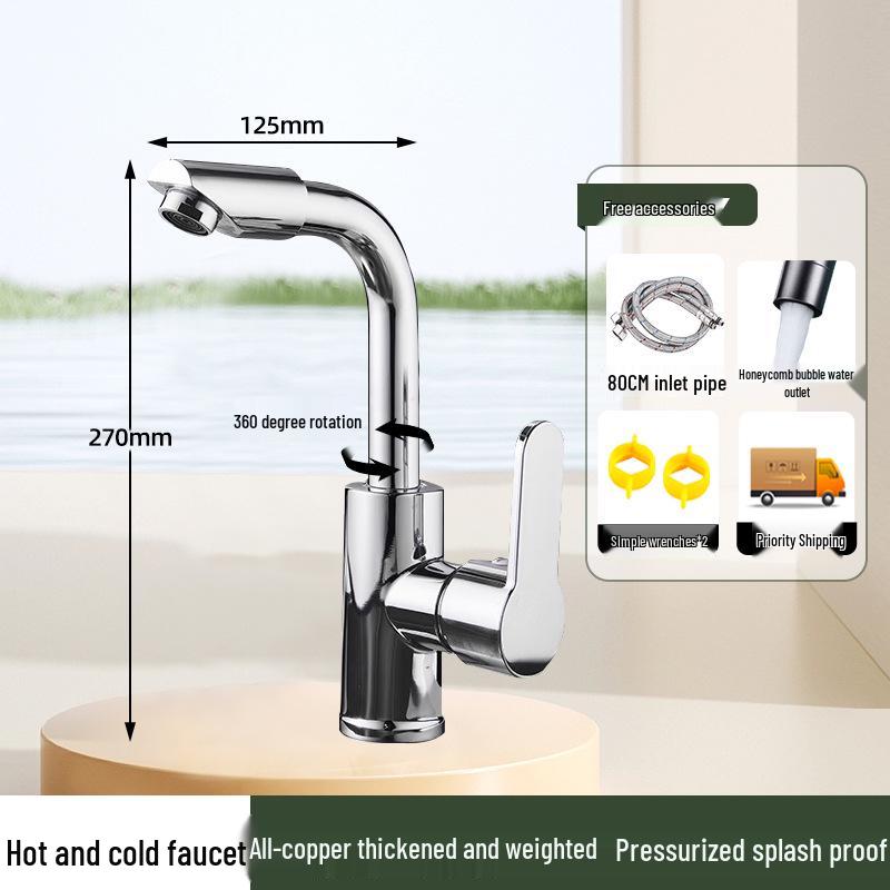 Stainless Steel Anti-Splash Hot & Cold Kitchen Faucet for Vegetable Sink & Washbasin