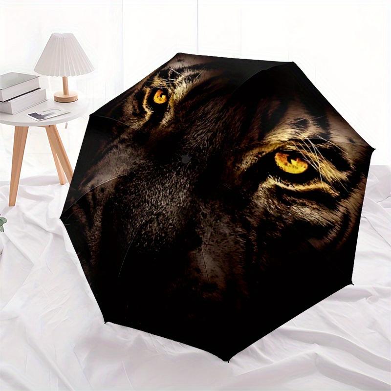 1pc Tiger Face Automatic Open/close Folding Umbrella, Compact Portable Travel Umbrella,Durable Construction yy250814151
