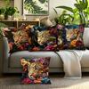 Home Decor Leopard & Floral Patterned Throw Pillow Covers Pattern Cushion Cover Suitable For Sofa Bedroom Car Pillow Cover