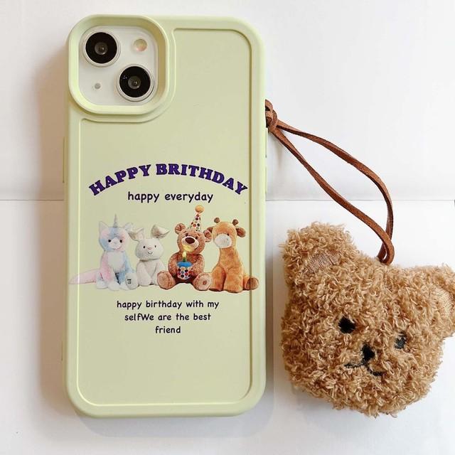 

Семья Медведь с днем ​​рождения мультфильм милый силиконовый мягкий чехол с подвеской для телефона для Iphone 14promax 14 13 Pro Max Plus 11 12 Promax For iphone 13