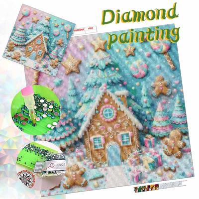 Gingerbread DIY Diamond Painting Kit with Colorful Rhinestones Sparkling Craft Canvas for Adults Home Decor and Relaxing Hobby