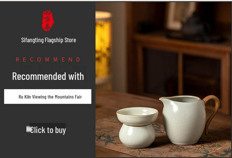 High-End Large Ru Kiln Ceramic Gongfu Tea Set: Three-Piece Lid, Bowl, and Cup.
