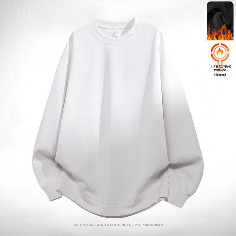 Men's Round Neck Printed Hoodie - Autumn/Winter Loose Fit, Plus Velvet, Long Sleeve, Casual Fashion Layer