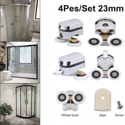 4 Pcs Shower Screen Door Rollers Zinc Alloy Runners Wheels Twin Top Replacement Shower Wheel Runner Pulleys For 12-14Mm Glass