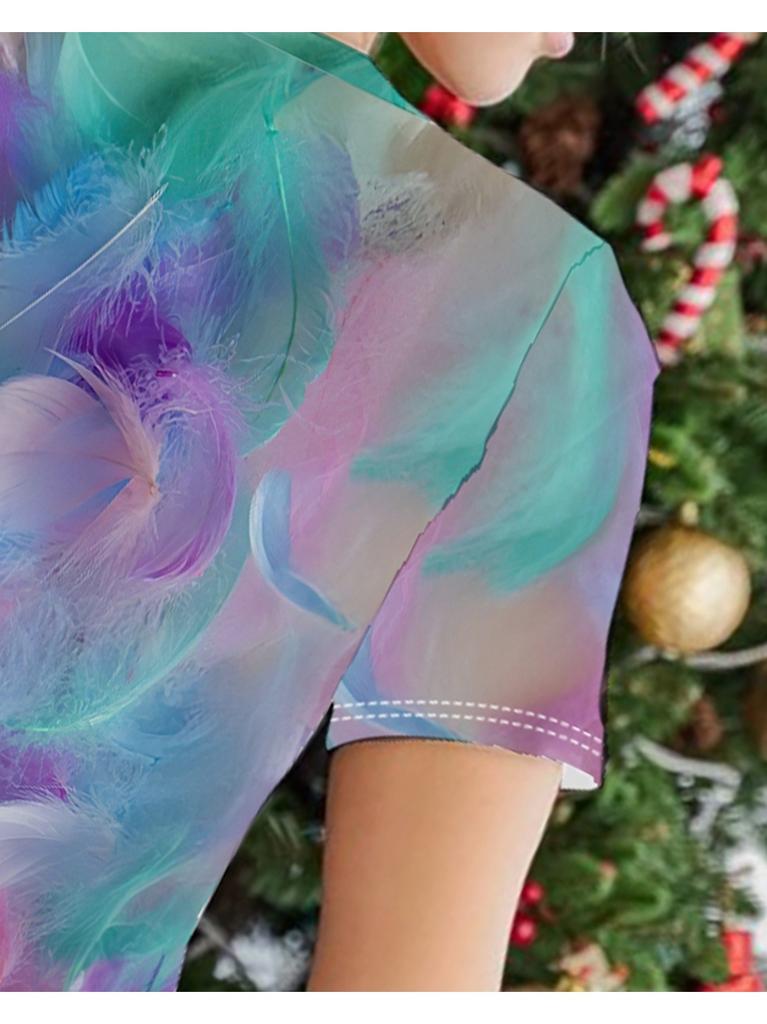 Women's round neck short-sleeved T-shirt, gradient pattern, casual fashion top