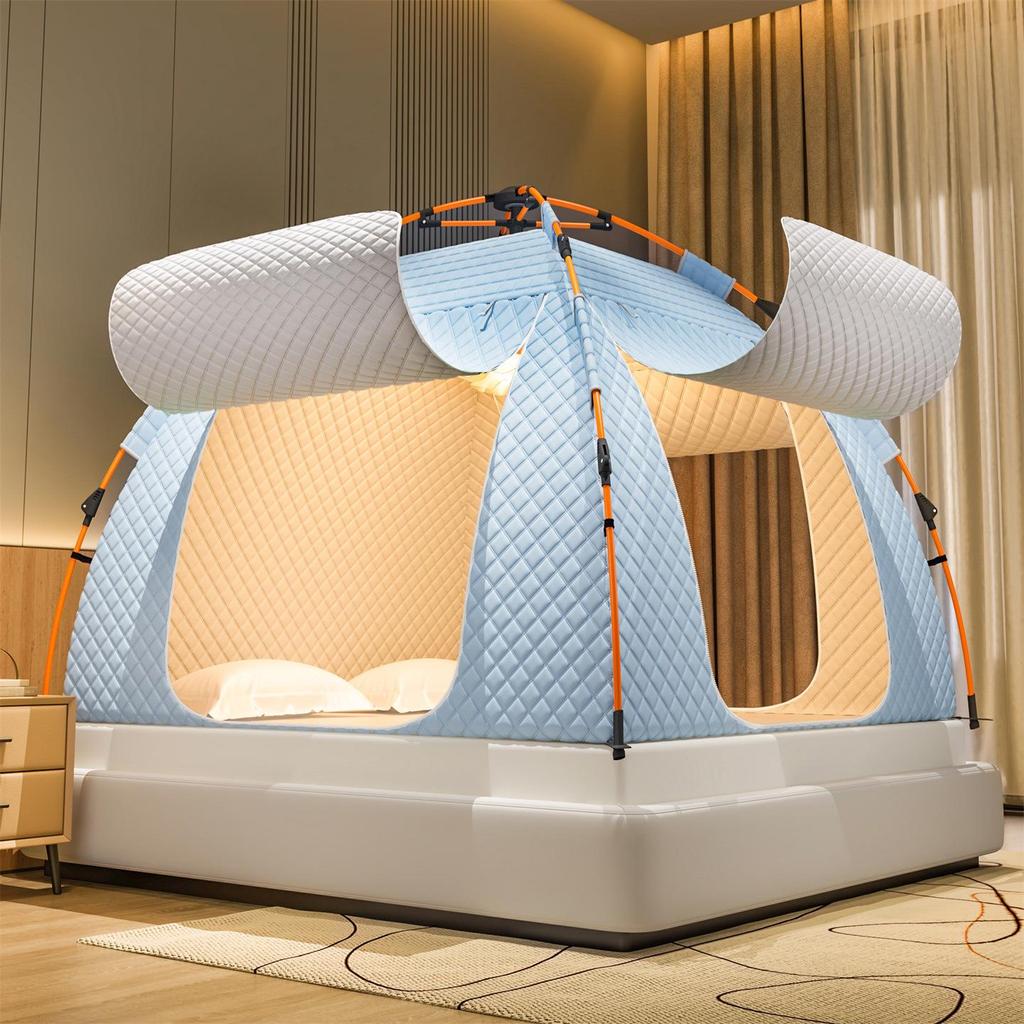 Thickened Winter Mosquito Net Tent: Light-Blocking, Drop-Proof, Full Coverage Yurt Canopy for Indoor Bed