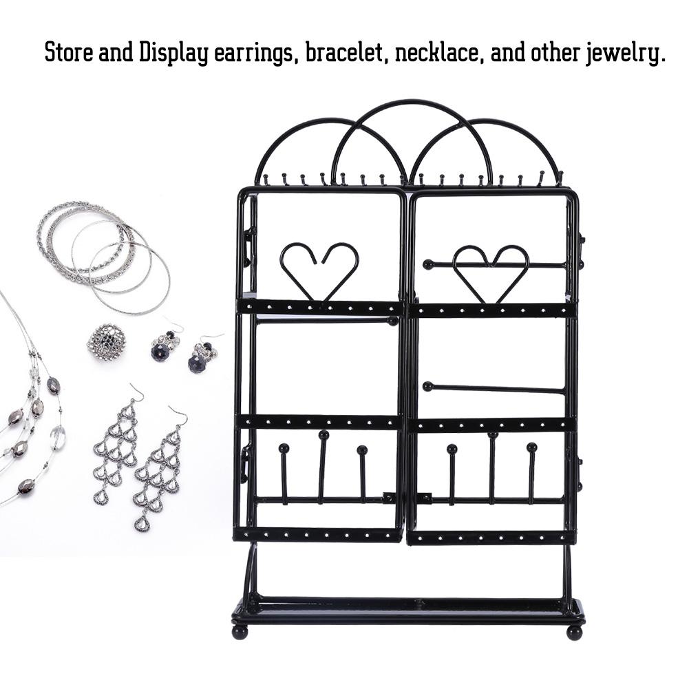 Large Capacity Necklace Bracelet Pendant Jewelry Organizer Display Stand Holder (Black)