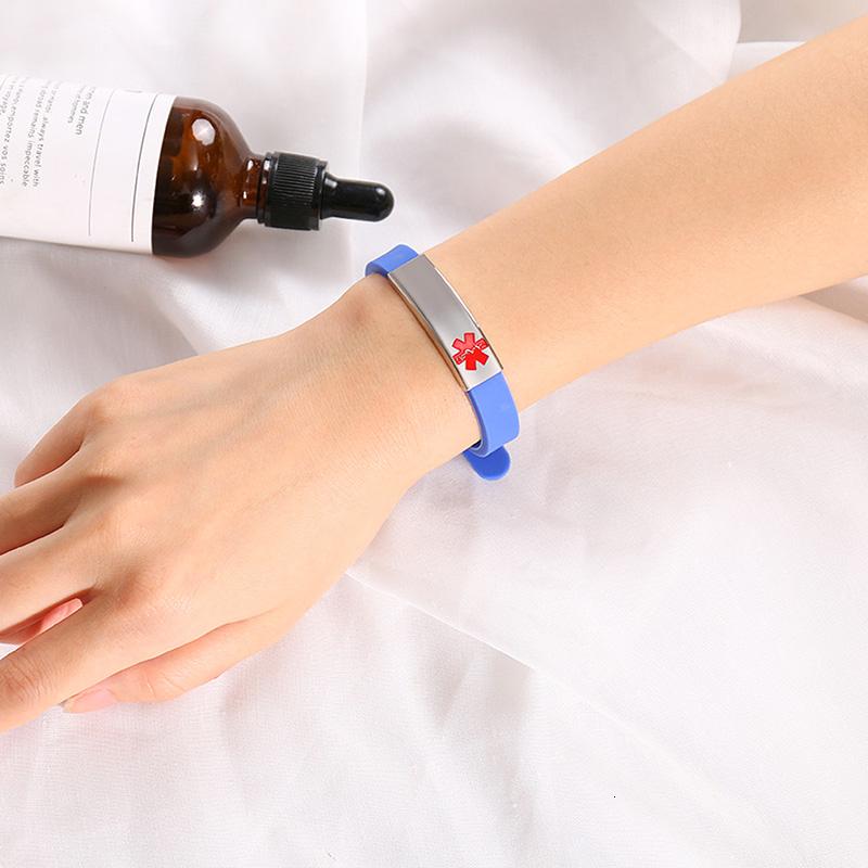 Medical Alert ID Bracelet for Men Women Personalized Diabete ICE Silicone Wristband Type 2 Custom Engraved