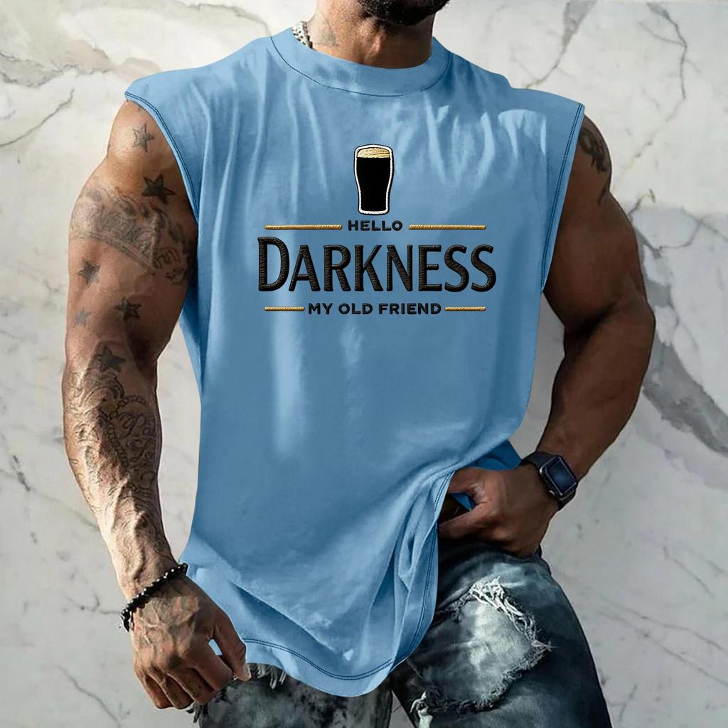 Men Sleeveless Tank Top Muscle Shirt with Beer Graphic Print Casual Summer Vest Lightweight Cotton Blend Comfortable Fit