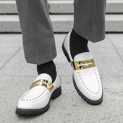Mocassini casual alla moda Stile giovanile trendy e affascinante Lavoro d'ufficio quotidiano Festa tempo libero 38-46 Scarpe da uomo in pelle Bianco Caldo