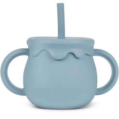 Little Cloud Baby Honey Pot Multi Silikon-Strohhalmbecher 250 ml, 1 Stück, Staubblau