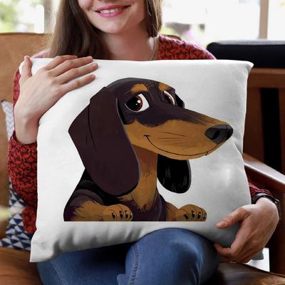 Dachshund Art Polyester Cushion  Love Sausage Dog Pillow Bedroom Sofa Living Room Decor Pillowcase,(3)