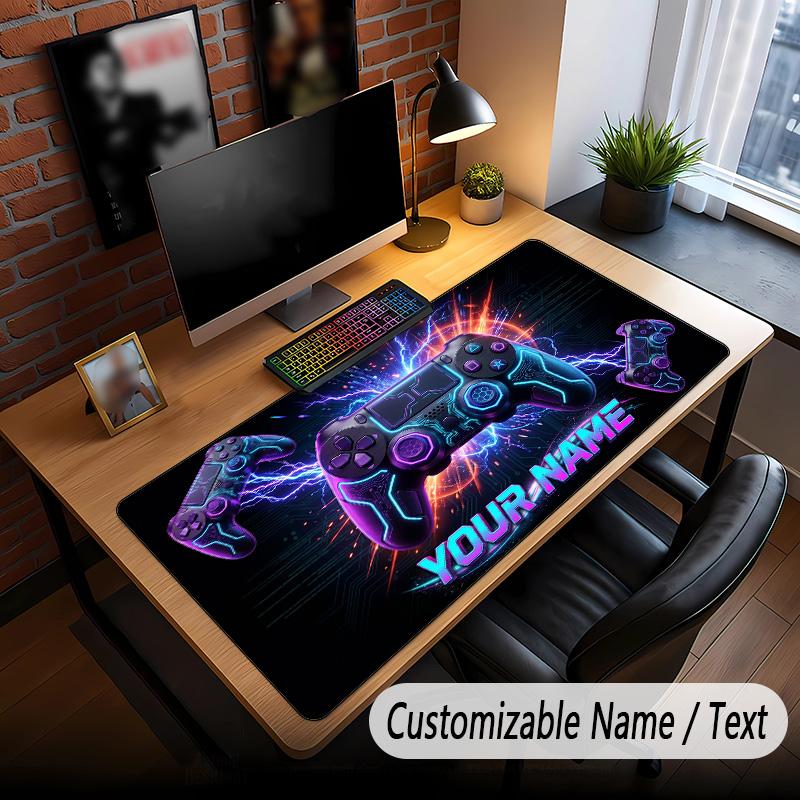 Neon Abstract Theme Custom Mouse Pad Personalized With Name Text Customized Desk Mat For Office Home Decor