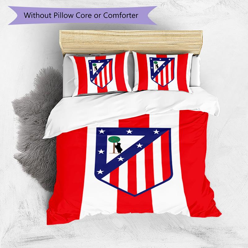 Biancheria da letto con motivo Atletico Madrid, Set piumone Copripiumone Federa Regalo di Compleanno per la Casa (1*copripiumino+2*federe,senza imbottitura)