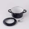 Fuji Enamel Tempura Pot with Gas and Induction 16cm Mini Pot Thermometer, Compatible, Black, Round, Fryer, Double-Handled