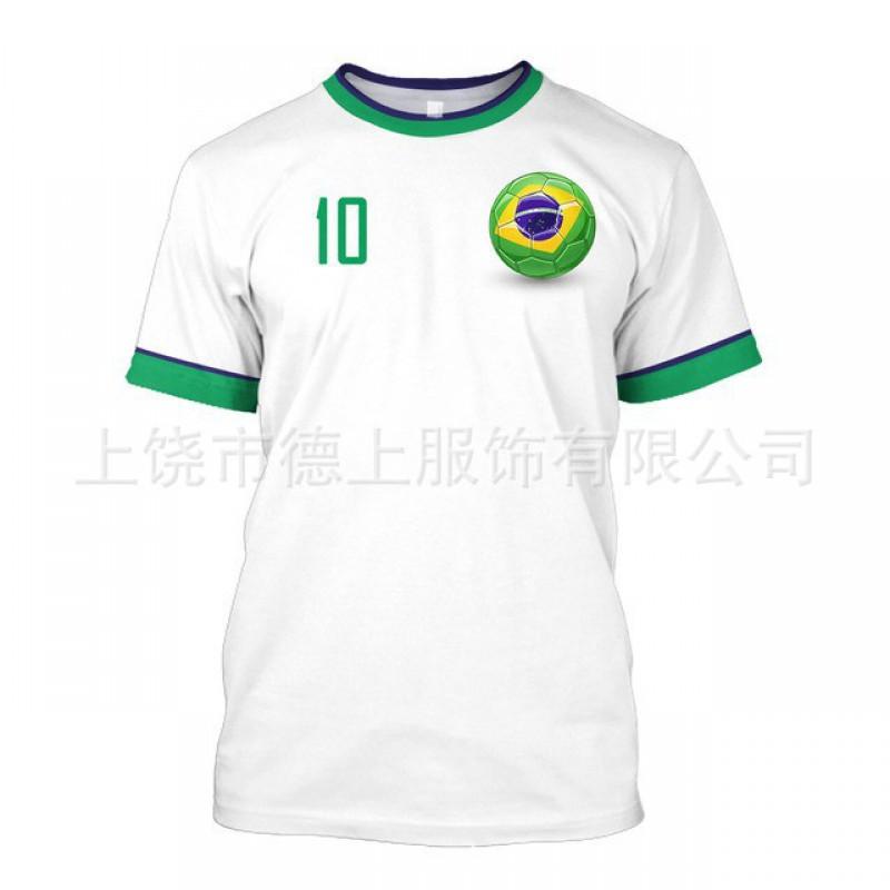Herren T-Shirt Brasilien Fußball Nationalmannschaft Kurzarm Rundhals Feuchtigkeitsableitend Lässiges T-Shirt