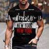 New York Printed T-Shirt For Men Casual Street Men's Clothing Loose Round Neck Short Sleeved Tops American Oversized T-Shirt XL