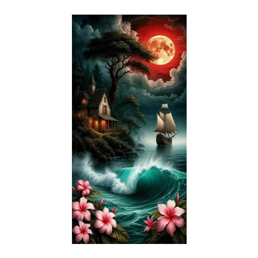 Moon Sailboat Scenery Large Size Diamond Painting New Collection Landscape Diy Full Drill Rhinestone Embroidery Mosaic Cross Stitch Kits