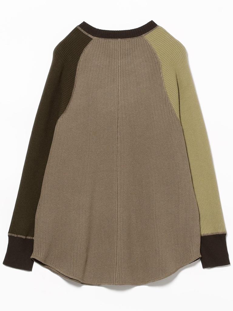 Beams Boy Women's 14 Gauge Waffle Crew Knit, Olive Free