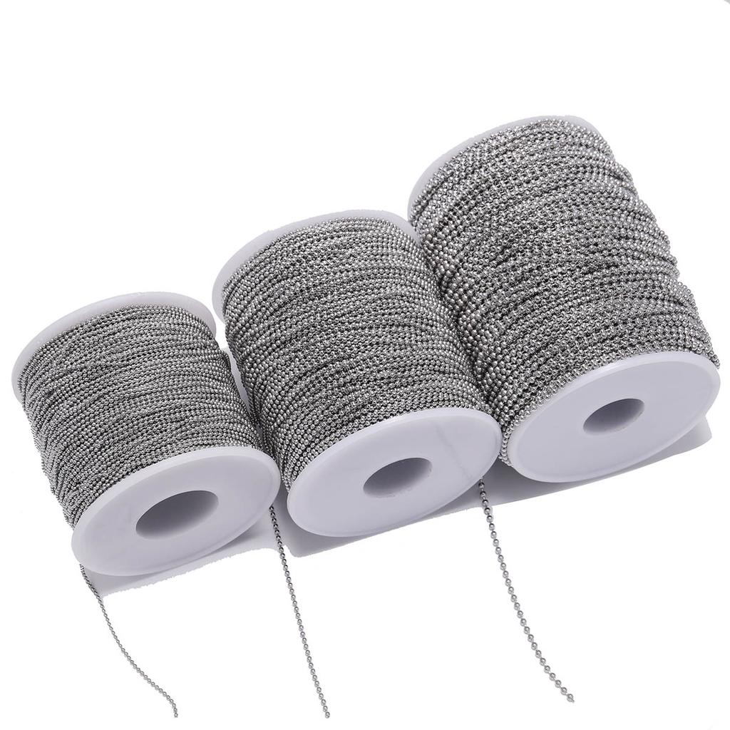 5 M/lot Stainless Steel Metal Ball Bead Chains For DIY Necklaces Jewelry Making Findings Accessories Dia 1.2 1.5 2.0 2.4 3.0mm