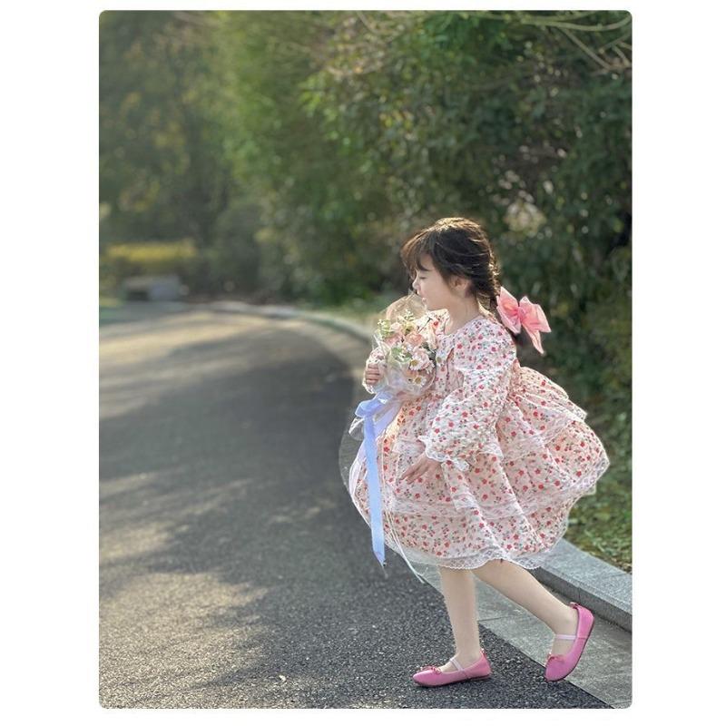 Kids Girls Long Sleeve Lolita Princess Puffy Casual Children Dress