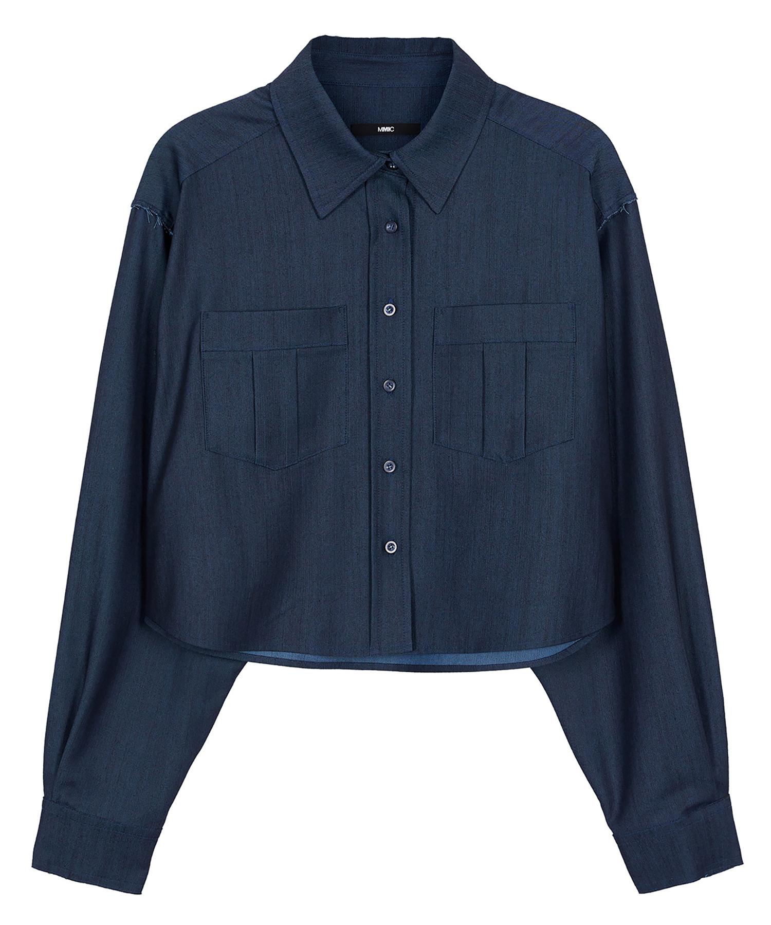 Mmic (Women S) Spread Crop Shirt Viscose_Navy F