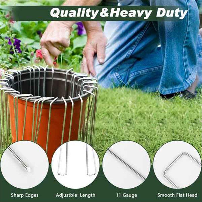 A25F-U-Shaped Nails Landscape Staples Galvanized 180-Pack For Garden Lawn For Weed Control Fabric Ground Stakes