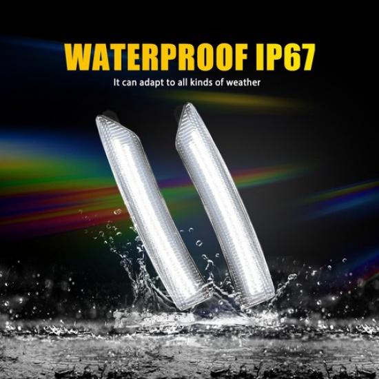 2X For Ford Mustang 2024-2025 Front LED Side Bumper Marker Clear Len White LED A