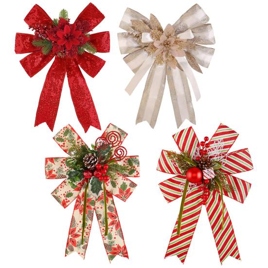 Christmas Tree Pendant Bow Large Champagne Christmas Wreath Bow Stunning Gift Bow Knot Wedding Mother Day Decoration