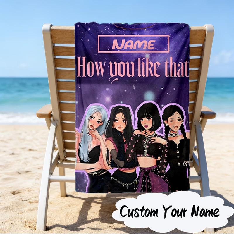 Custom Name Kpop Group Fashion Microfiber Beach Towel Super Soft & Absorbent for Bath, Beach, Travel  Bath Time Accessory, Fan gifts
