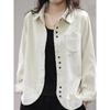 Spring Autumn New Vintage Loose Casual Cordury Shirt Ladies Pocket Fashion All-match Cardigan Top Women Long Sleeve Blouse Femme