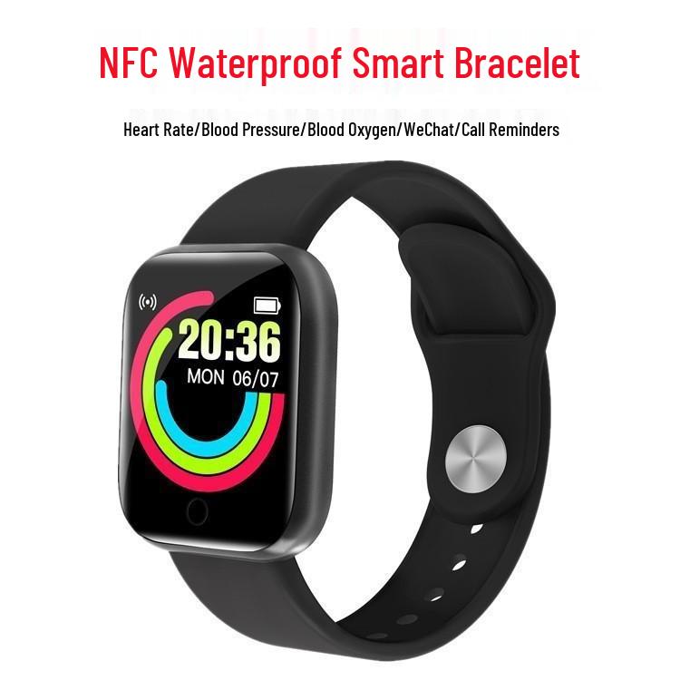 Y68 Smart Bracelet: NFC, Heart Rate, Blood Pressure & Oxygen Monitor, D20 Pedometer, Call Alarm, Waterproof.