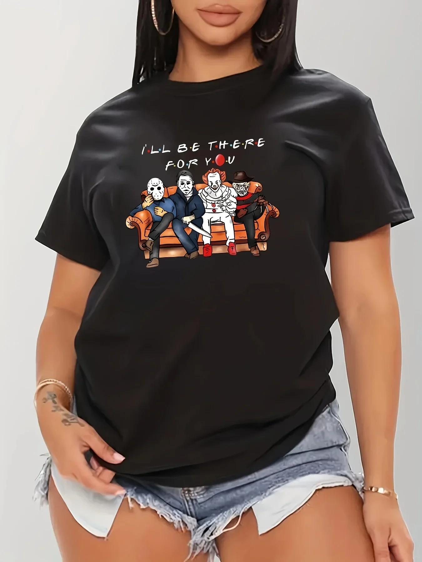 

Ill Be The Three for You Joker Print Crew Neck TShirt Casual Short Sleeve Tee for Spring and Summer Womens Clothing S