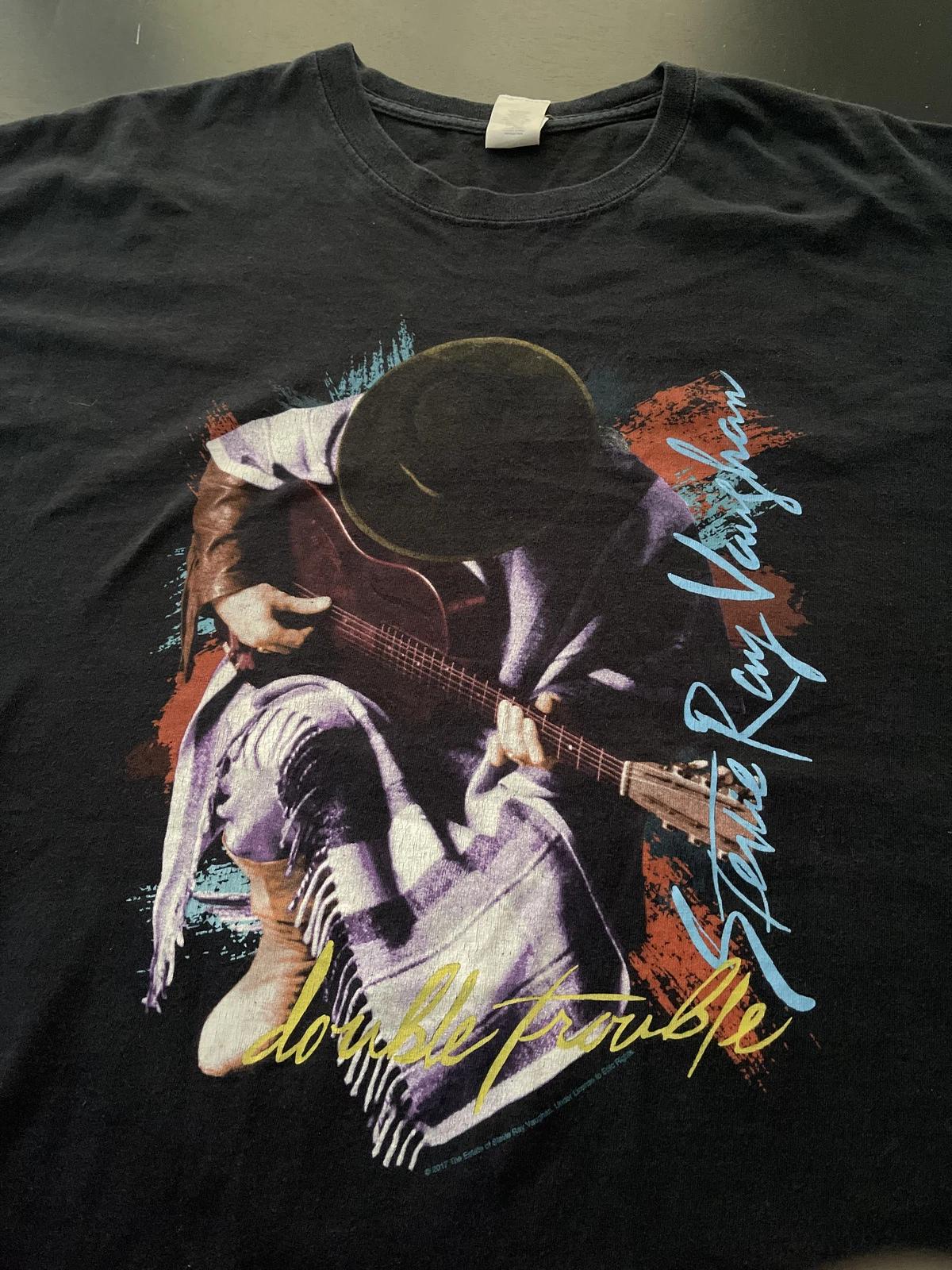 

Официальная футболка Stevie Ray Vaughan Double Trouble, 100% хлопок, мужская, Топ, 2017, Черная - Размер: XL 4XL