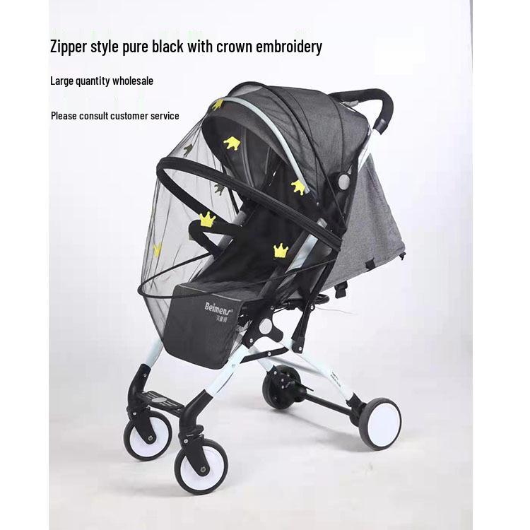 Plasă de țânțari universală cu fermoar pentru cărucior de bebeluș cu acoperire completă - Criptată și Mărită