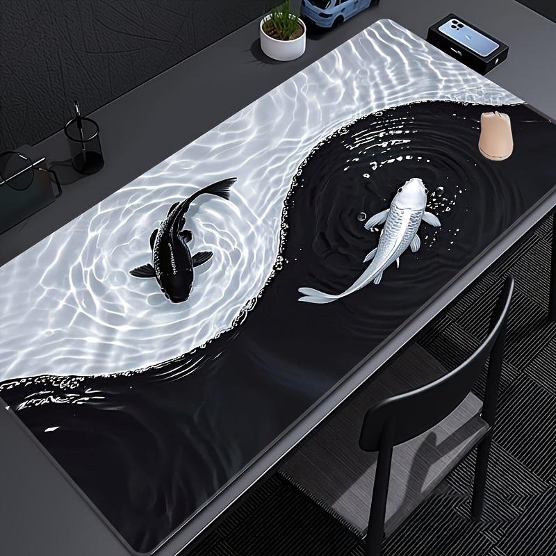 VIKAMA Tai Chi Koi Pattern Gaming Mouse Pad Non-Slip Desktop Mat Waterproof Rectangular Desk Pad Dual-Use for Office and Gaming