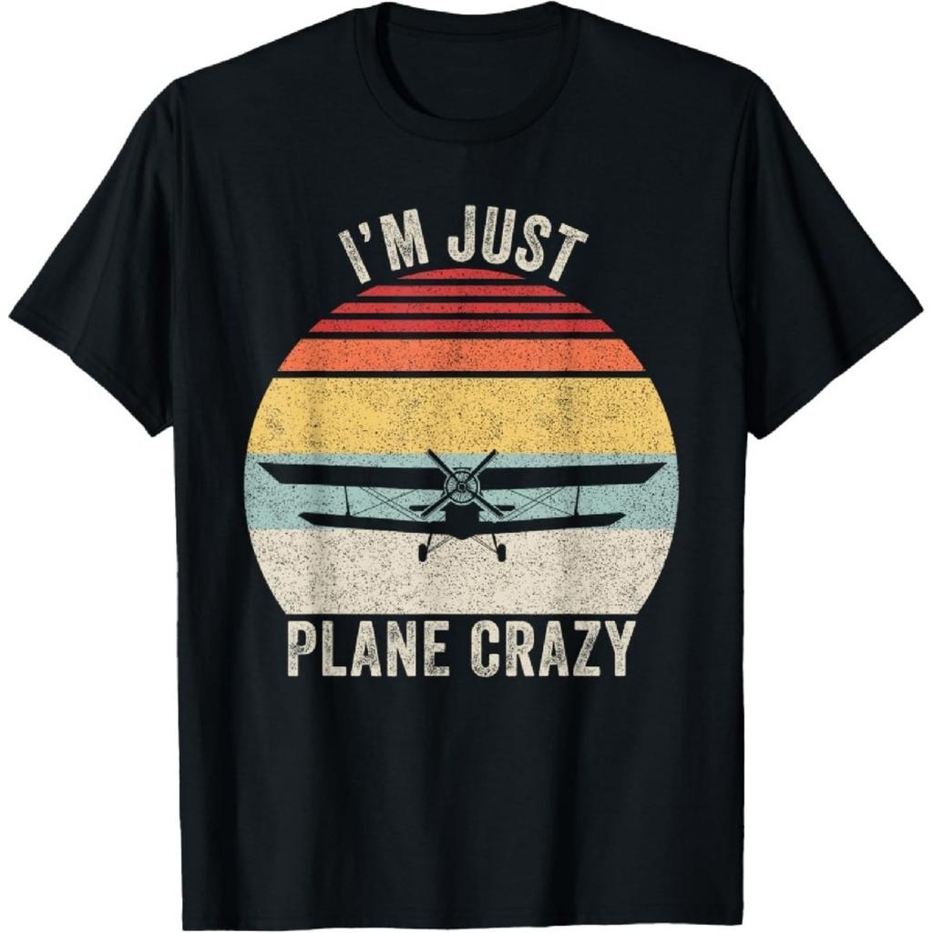 Fang ein paar Sonnenstrahlen Vintage Retro Ich bin einfach nur flugzeugverrückt Lustiges Schwarzes Unisex Erwachsenen T-Shirt