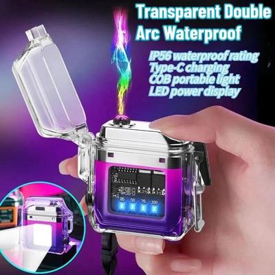 Nuova Moda Domestica Trasparente Doppio Arco Impermeabile Comoda USB Ricarica Elettronica Veloce Illuminazione Plasma Multifunzionale Luce da Lavoro
