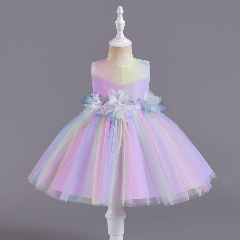 Baby Girls Princess Tulle Dress Floral Party Gown Toddler Kids 1-3 Years