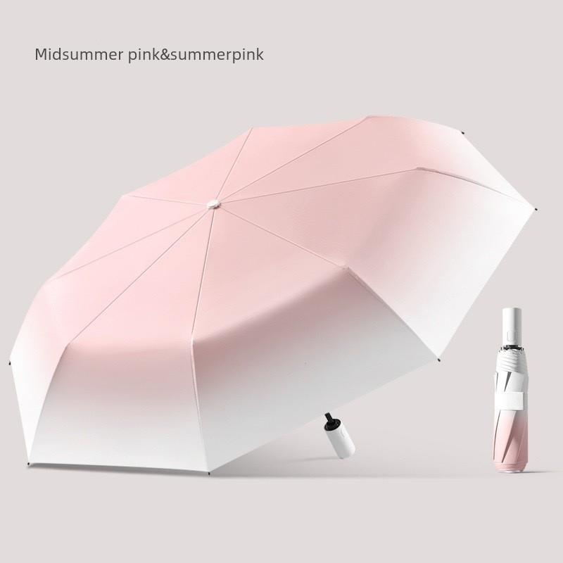 Automatic Gradient Color Umbrella for Women, Sun Protection and Uv Protection Dual-Purpose Black-Coated Umbrella for Men, Large Umbrella