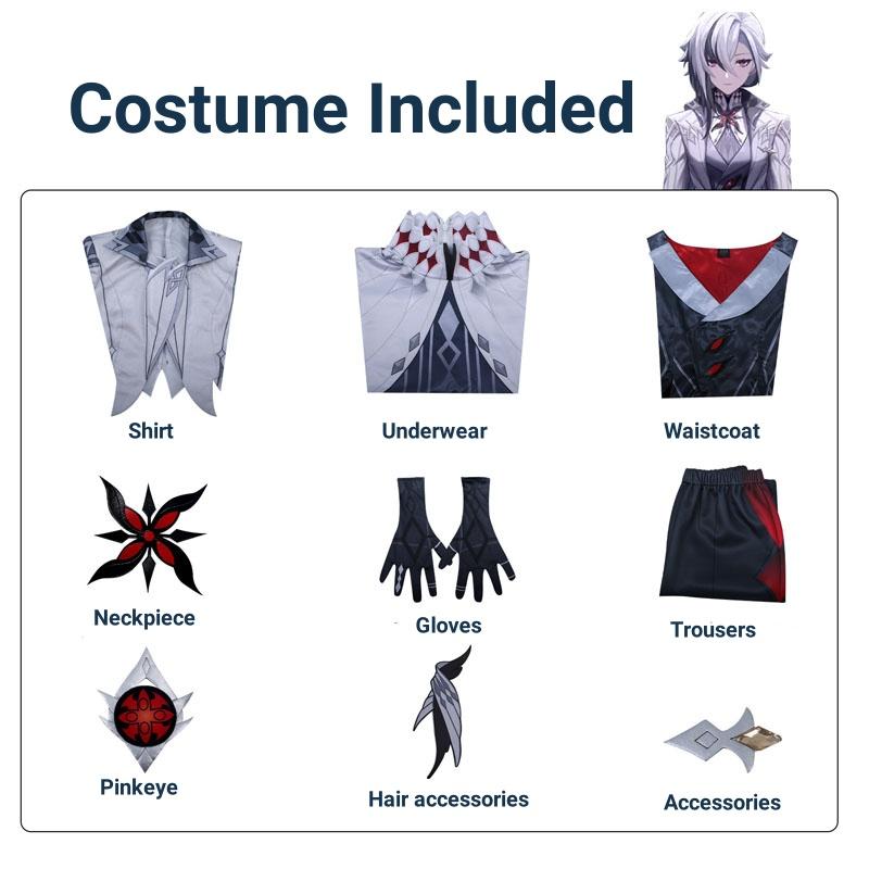 Arlecchino The Knave Cosplay Costume Genshin Impact Fatui Harbinger Wig Set Servant Snezhnaya Halloween Costumes For Women