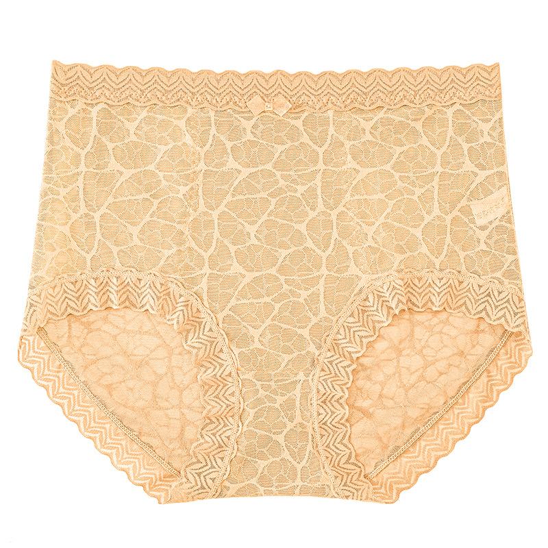 Big Size Ladies Summer New Sexy Lace Breathable No Mark High Waist Belly Triangle Briefs