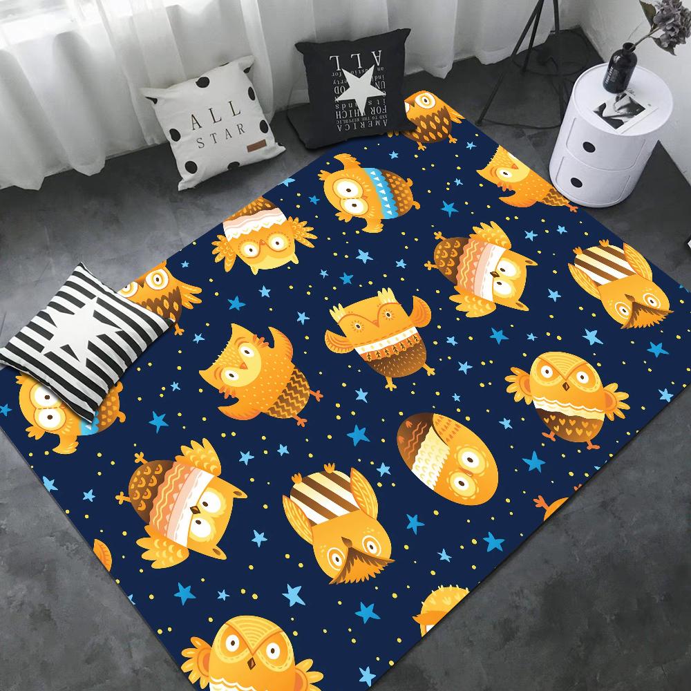 Pattern Colorful Owls Floor Mat INS Style Soft Bedroom Floor House Laundry Room Mat Anti-skid Household Carpets