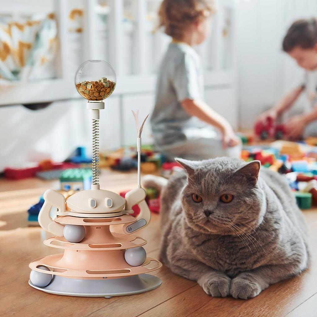 Cat Toy Ball Track 3-Level Roller Tower With Teaser Cat Toy Roller For Kitchen Apartment Relaxation Zone Entryway Home Living