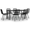 3157898 vidaXL Ensemble à dîner de jardin 7 pcs Noir Résine tressée