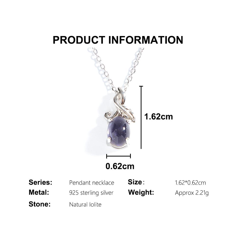 Elegant Tree Leaves Design 925 Sterling Silver Pendant necklace Natural Iolite oval 6*8mm fine jewelry for women's party gifts
