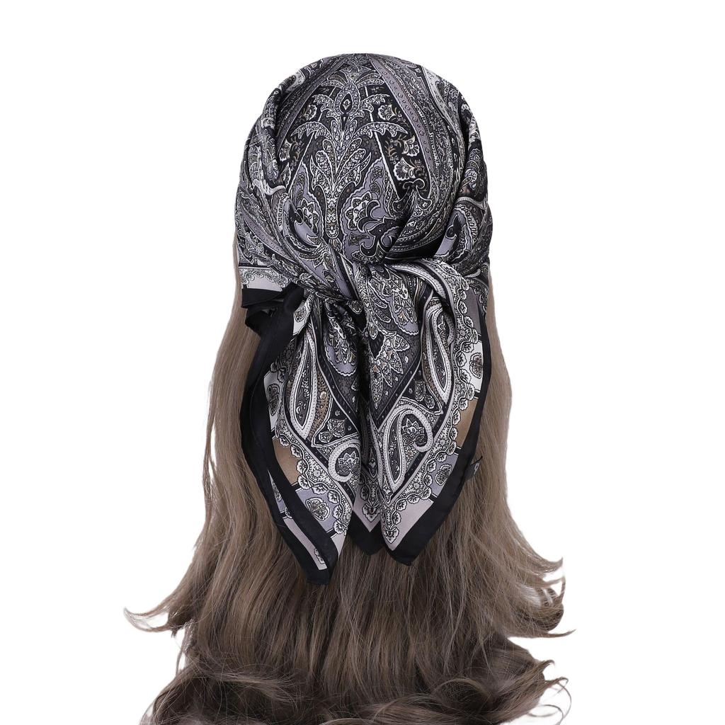 70cm Square Luxury Cashew Print Soft Satin Scarf Ladies Headband Small Hair Scarves Band Female Handkerchief Bandana Foulard